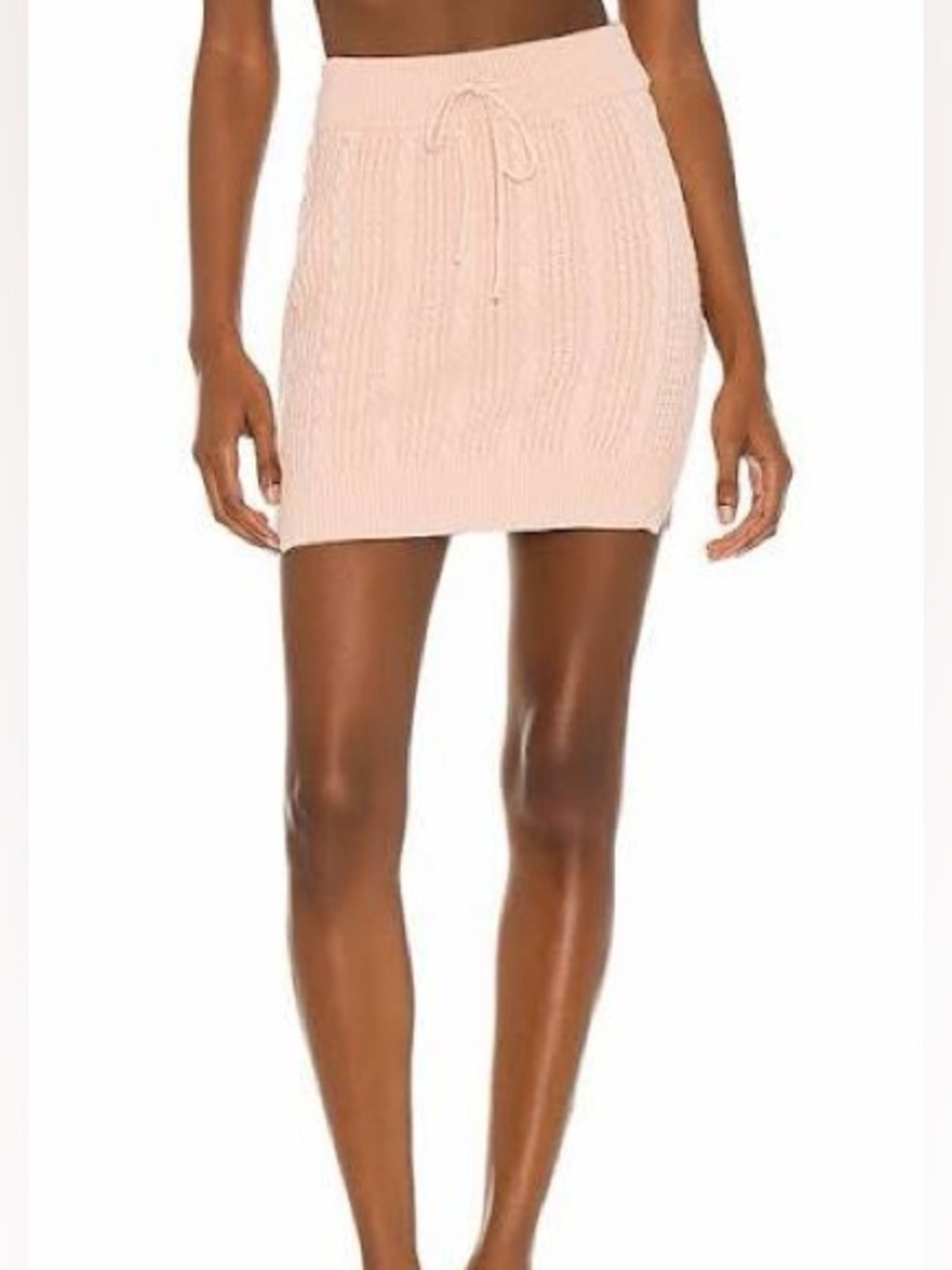 Lovers + Friends Blush Knit Drawstring Mini Skirt